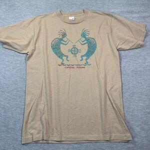 Alore Shirt Men Large Tan Kokopelli Carefree Arizona Graphic Vintage Tee USA‎